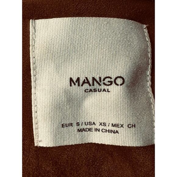 Mango Tan Brown Faux Suede Open Front Lightweight Jacket Women's Size XS - Picture 4 of 6